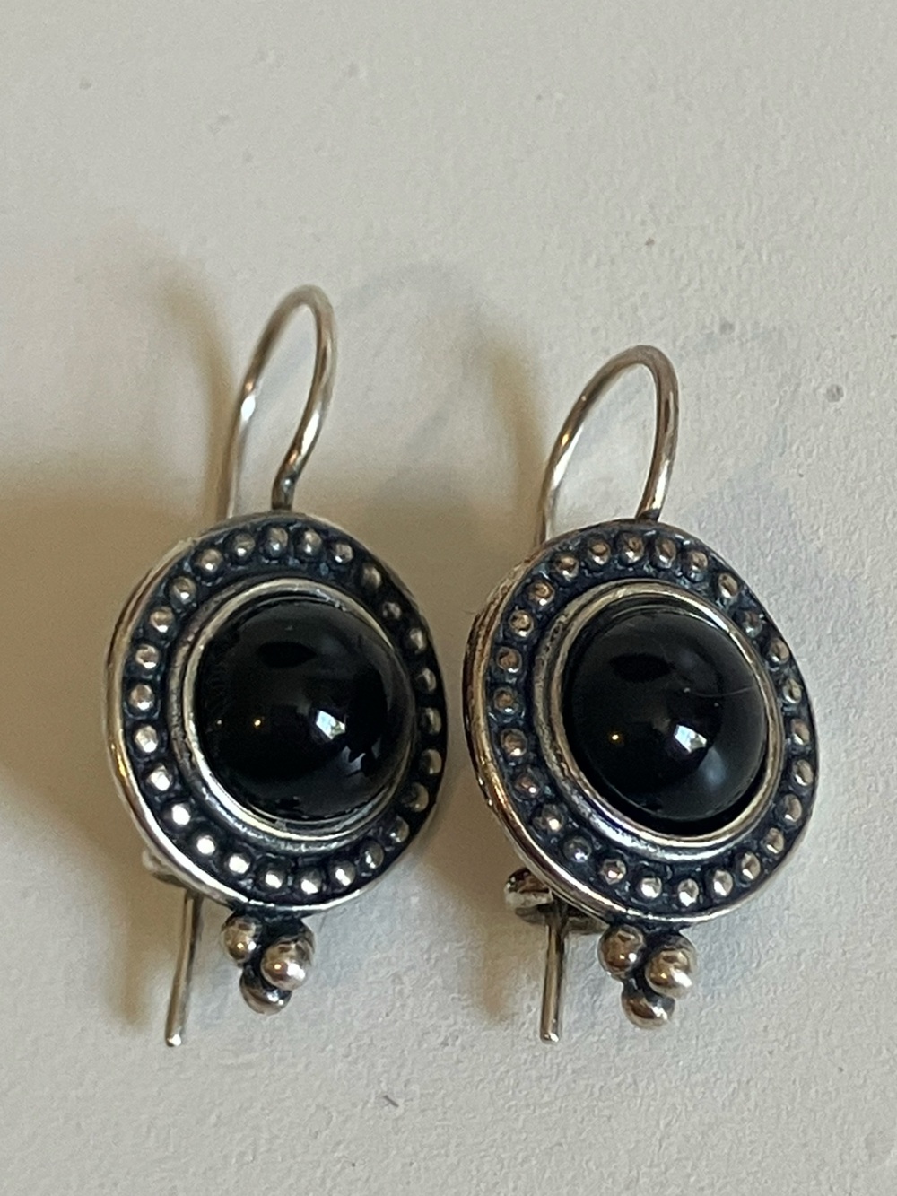Sterling Silver and Onyx Earrings
